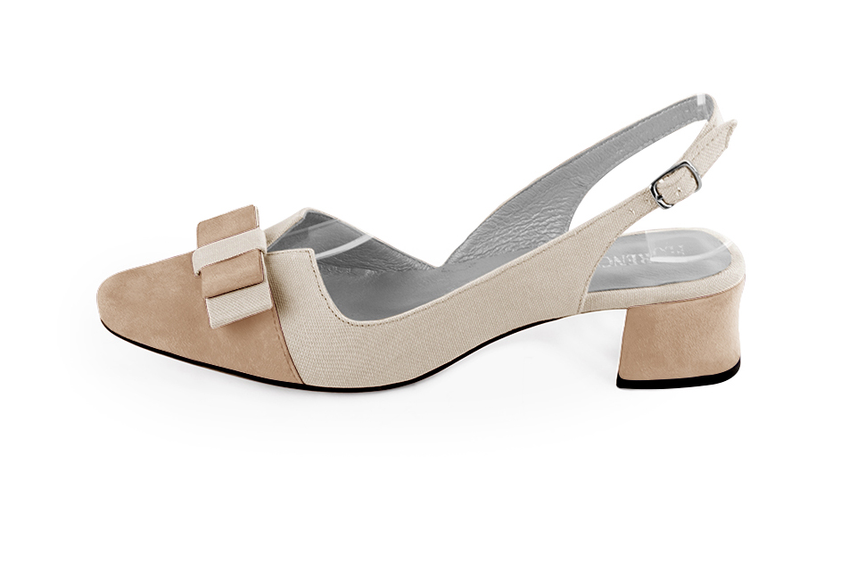 French elegance and refinement for these tan beige and gold dress slingback shoes, with a knot, 
                available in many subtle leather and colour combinations. The pretty French spirit of this beautiful pump will accompany your steps nicely and comfortably.
To be personalized or not, with your materials and colors.  
                Matching clutches for parties, ceremonies and weddings.   
                You can customize these shoes to perfectly match your tastes or needs, and have a unique model.  
                Choice of leathers, colours, knots and heels. 
                Wide range of materials and shades carefully chosen.  
                Rich collection of flat, low, mid and high heels.  
                Small and large shoe sizes - Florence KOOIJMAN